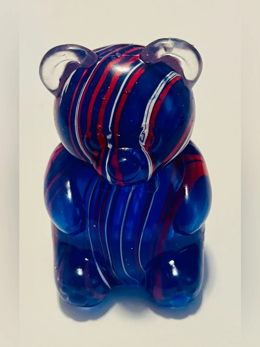 Gummy Bear Kids Squishy Toy - Blue with Red & White Stripes